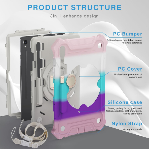 Ztotop Samsung Galaxy Tab S10 FE Rugged Klf-Colorful