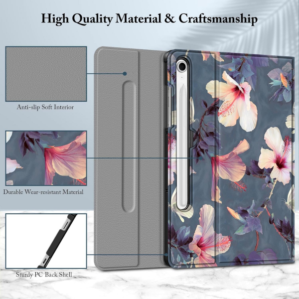 Fintie Samsung Galaxy Tab S10 FE Klavyeli Klf-Blooming Hibiscum