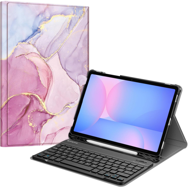 Fintie Samsung Galaxy Tab S10 FE Klavyeli Klf-Dreamy Marble 