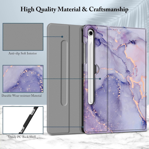 Fintie Samsung Galaxy Tab S10 FE Klavyeli Klf-Lilac Marble 
