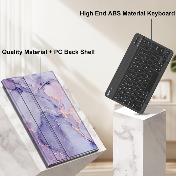 Fintie Samsung Galaxy Tab S11 Klavyeli Klf-Lilac Marble
