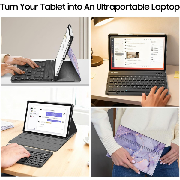 Fintie Samsung Galaxy Tab S11 Klavyeli Klf-Lilac Marble