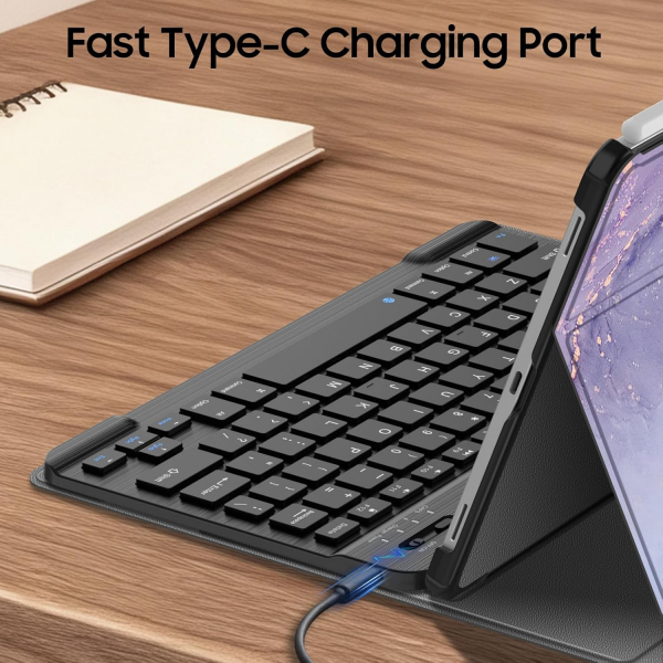 Fintie Samsung Galaxy Tab S11 Klavyeli Klf-Lilac Marble