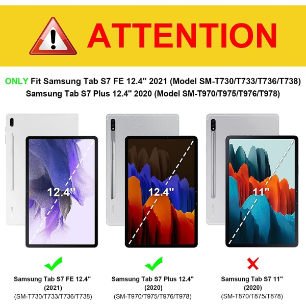 Fintie Samsung Galaxy Tab S7 FE 2021 Klavyeli Klf (12.4 n)-Black