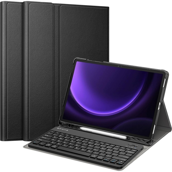 Fintie Samsung Galaxy Tab S9 FE Plus Klavyeli Klf -Black