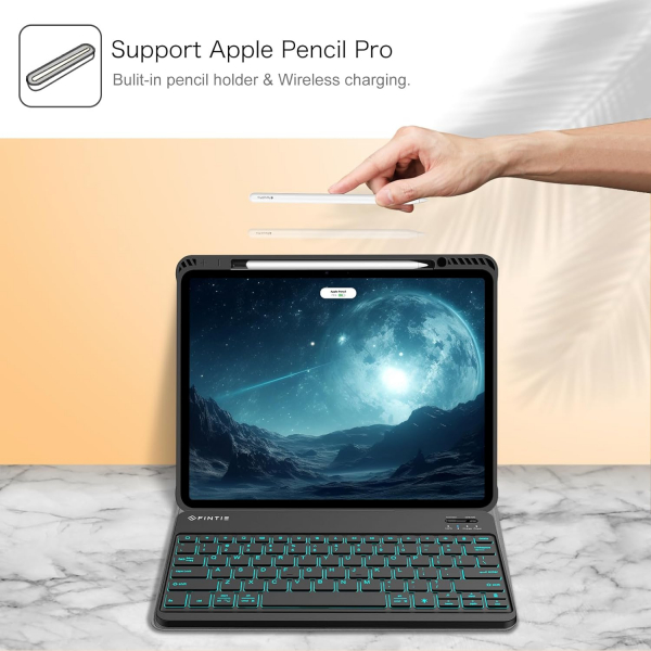 Fintie Manyetik iPad Pro Klavyeli Klf (13 in)-Backlight Black