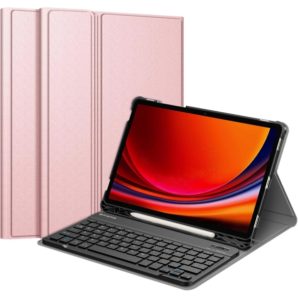 Fintie Samsung Galaxy Tab S9 Klavyeli Klf -Rose Gold