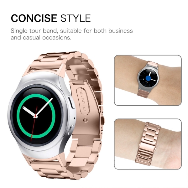 Fintie Samsung Gear S2 Solid Paslanmaz elik Kay-Rose Gold