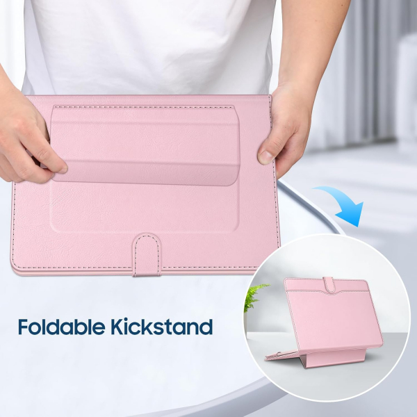 Fintie Standl� Deri MacBook Neo Laptop K�l�f�-Blush