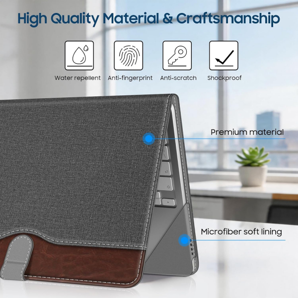 Fintie Standl� Deri MacBook Neo Laptop K�l�f�-Gray/Brown