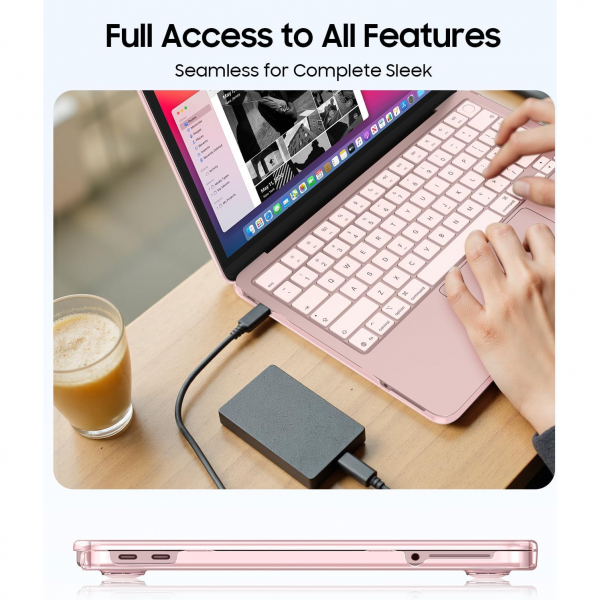 Fintie Ultra �nce �effaf MacBook Neo Laptop K�l�f�-Crystal Blush