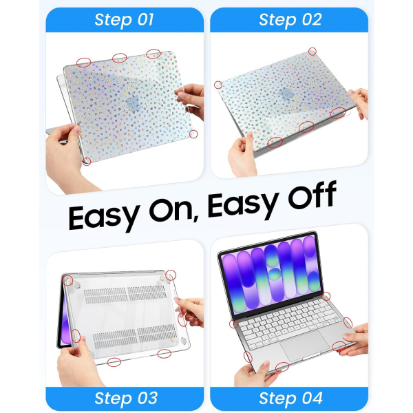 Fintie Ultra �nce �effaf MacBook Neo Laptop K�l�f�-Crystal Laser Diamond