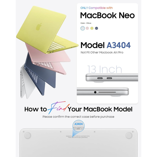 Fintie Ultra �nce �effaf MacBook Neo Laptop K�l�f�-Crystal Wow