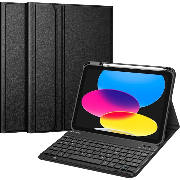 Fintie iPad 10.Nesil Uyumlu Bluetooth Klavyeli Klf(10.9 in)(2022)-Black