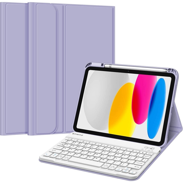 Fintie iPad 10.Nesil Uyumlu Bluetooth Klavyeli Klf(10.9 in)(2022)-Lilac
