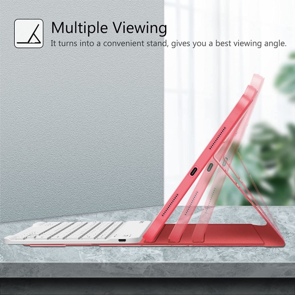 Fintie iPad 10.Nesil Uyumlu Bluetooth Klavyeli Klf(10.9 in)(2022)-Marble Pink