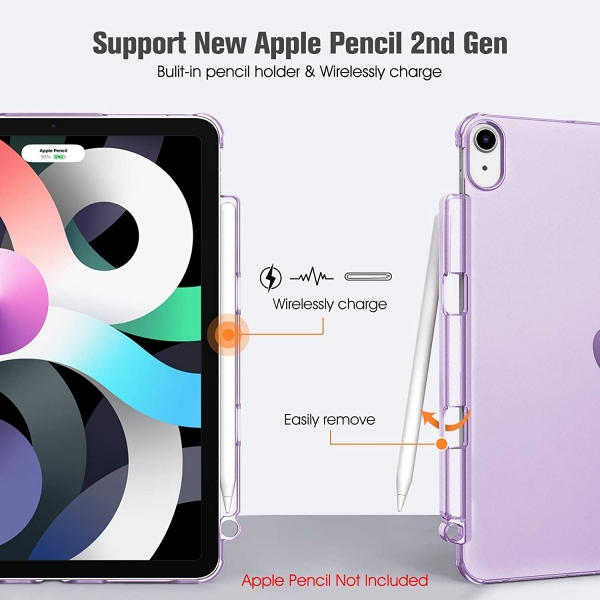 Fintie iPad Air 4 Kalem Blmeli Klf (10.9 in)-Purple