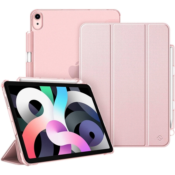 Fintie iPad Air 4 Kalem Blmeli Klf (10.9 in)-Rose Gold