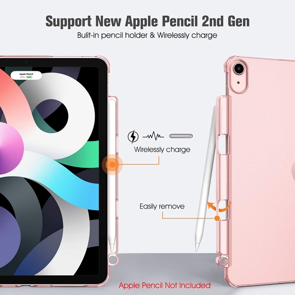 Fintie iPad Air 4 Kalem Blmeli Klf (10.9 in)-Rose Gold