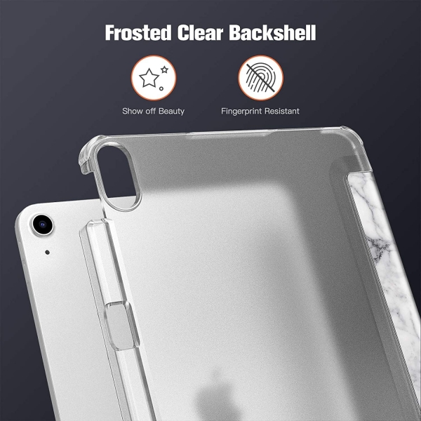 Fintie iPad Air 4 Kalem Blmeli Klf (10.9 in)-Z-Marble White