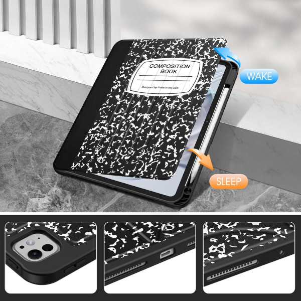 Fintie iPad Pro M4 Manyetik Standl Klf (11 in)-Composition Book