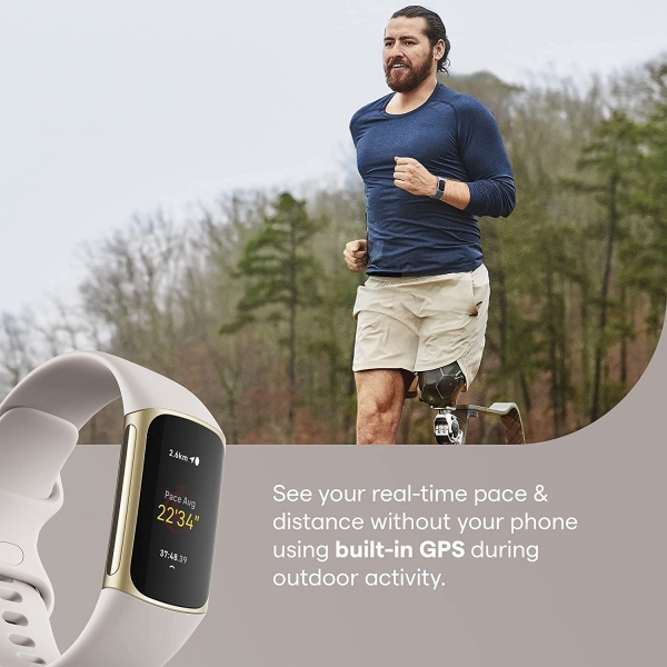 Fitbit Charge 5 Akll Saat-Lunar White