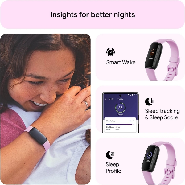 Fitbit Inspire 3 Versiyon Akll Bileklik -Black/Lilac Bliss