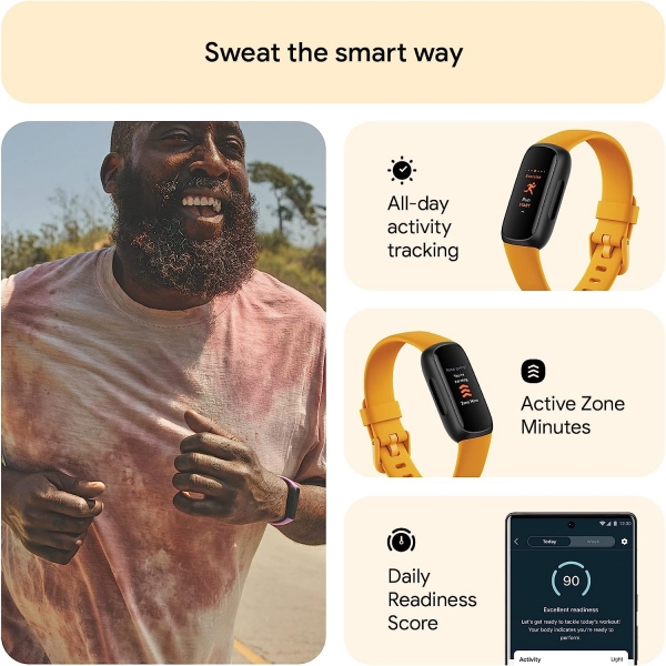 Fitbit Inspire 3 Versiyon Akll Bileklik -Black/Morning Glow