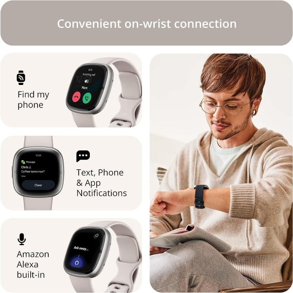 Fitbit Sense 2 Akll Saat-Lunar White Platinum