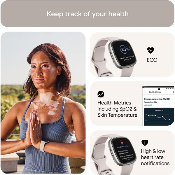 Fitbit Sense 2 Akll Saat-Lunar White Platinum