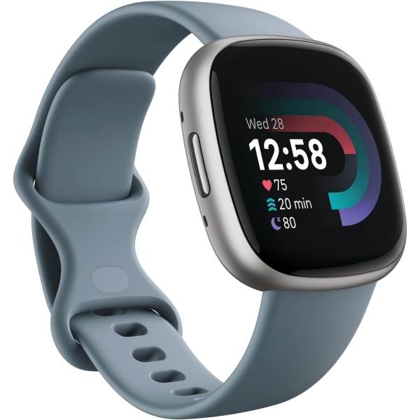 Fitbit Versa 4 Fitness Akll Saat-Waterfall Blue Platinum