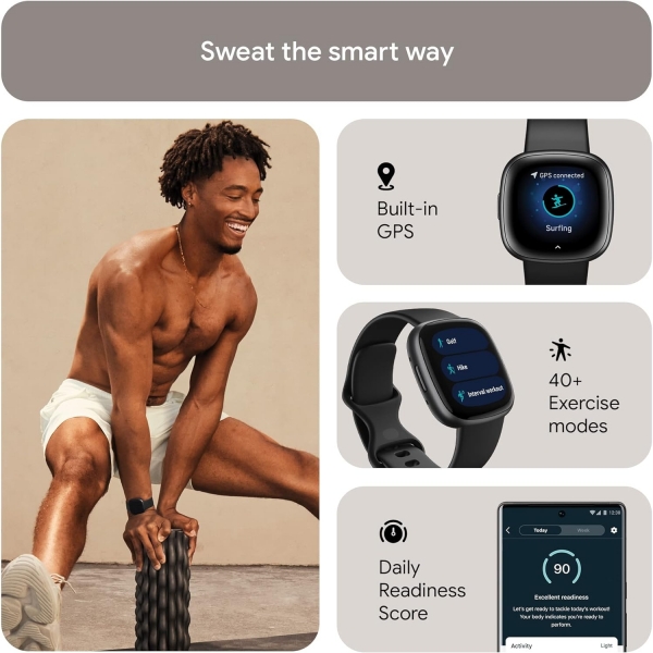 Fitbit Versa 4 Fitness Akll Saat-Black Graphite