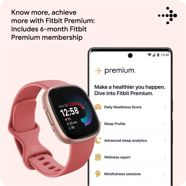 Fitbit Versa 4 Fitness Akll Saat-Pink Sand