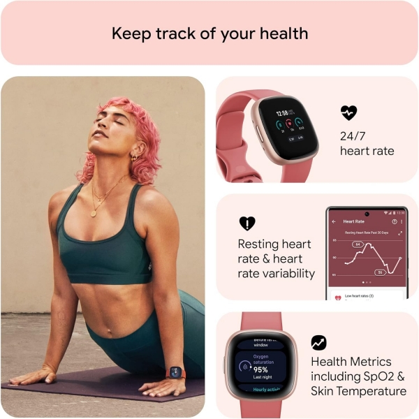 Fitbit Versa 4 Fitness Akll Saat-Pink Sand