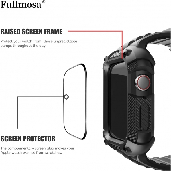 Fullmosa Apple Watch Serisi 9/8/7 Uyumlu Kay(41mm)-Black