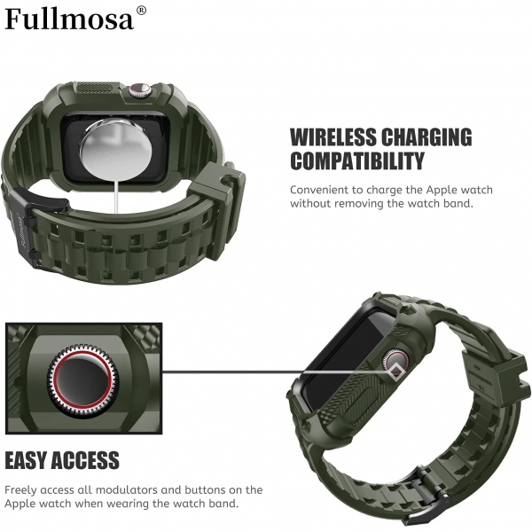 Fullmosa Apple Watch Serisi 9/8/7 Uyumlu Kay(41mm)-Army Green