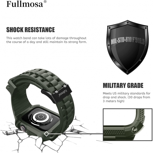 Fullmosa Apple Watch Serisi 9/8/7 Uyumlu Kay(41mm)-Army Green