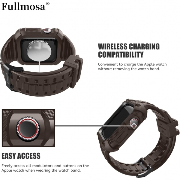 Fullmosa Apple Watch Serisi 9/8/7 Uyumlu Kay(45mm)-Coffee