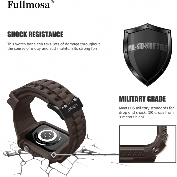 Fullmosa Apple Watch Serisi 9/8/7 Uyumlu Kay(45mm)-Coffee