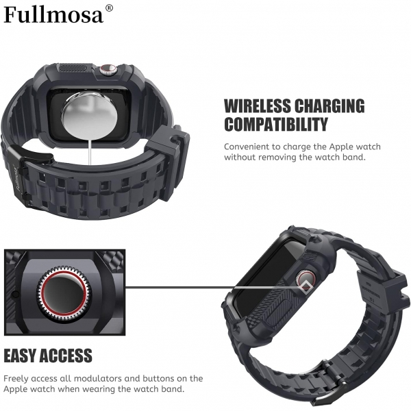 Fullmosa Apple Watch Serisi 9/8/7 Uyumlu Kay(45mm)-Grey