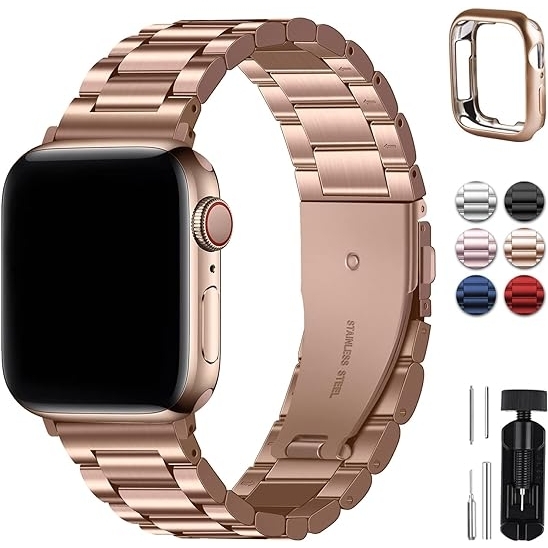 Fullmosa Apple Watch Serisi elik Kay(42/44/45mm)-Rose Gold