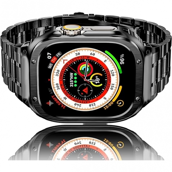 HASLFM Apple Watch Serisi elik Kay(49mm)-Black