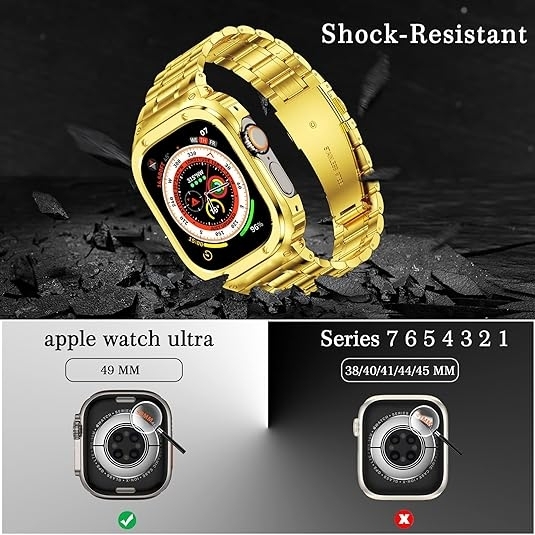 HASLFM Apple Watch Serisi elik Kay(49mm)-Gold