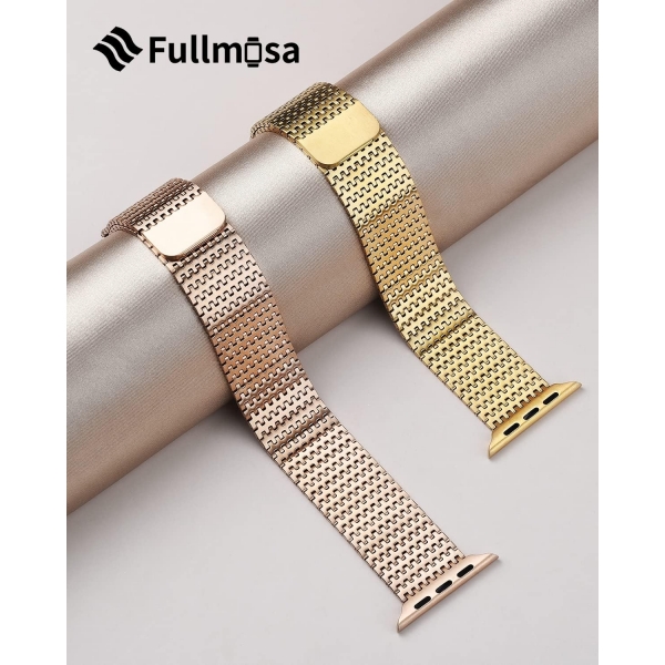 Fullmosa Apple Watch Ultra 2. Nesil Uyumlu elik Kay-Golden