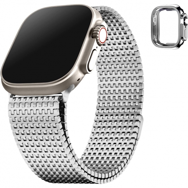 Fullmosa Apple Watch Ultra 2. Nesil Uyumlu elik Kay-Silver