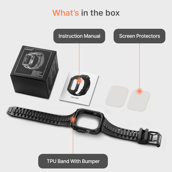 Fullmosa Apple Watch Ultra 3/2/1 Silikon Kay -Black
