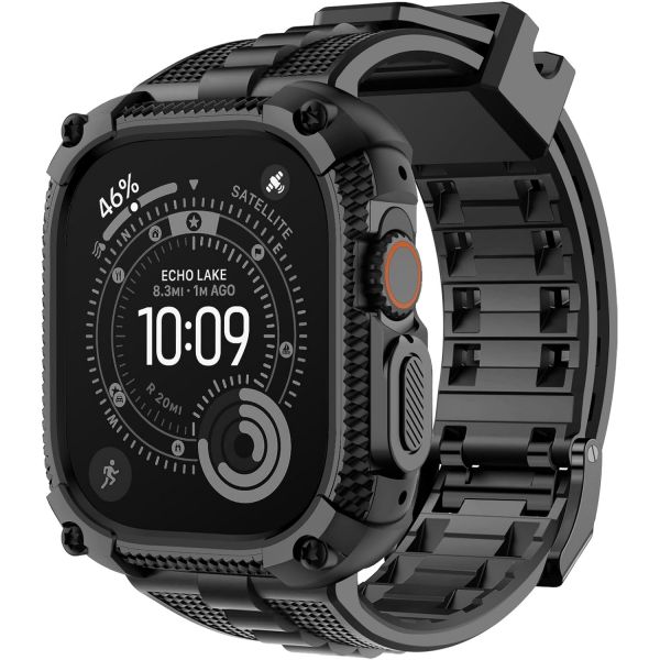 Fullmosa Apple Watch Ultra 3/2/1 Silikon Kay -Black