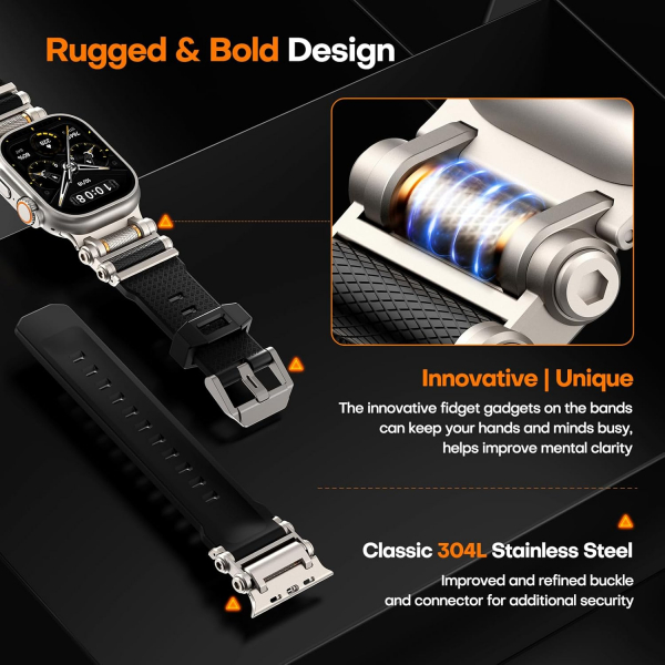 TAURI Apple Watch Ultra 3/2/1 Silikon Kay -Black