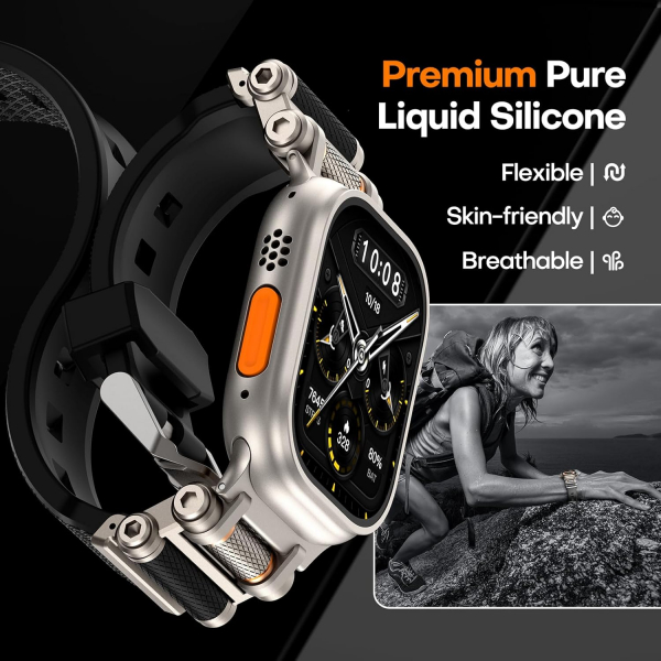 TAURI Apple Watch Ultra 3/2/1 Silikon Kay -Black