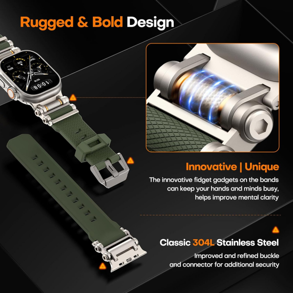 TAURI Apple Watch Ultra 3/2/1 Silikon Kay -Army Green